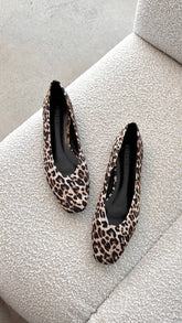 Suzie Ballet Flats - Leopard Satin