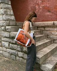 Brown creative spoof Birkin bag printed woven bag Birkin fitness leisure bag