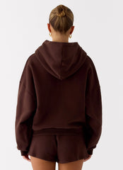 Signature Double Zip Up Hoodie - Chocolate