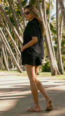 Nadine Shirt and Shorts Set - Black