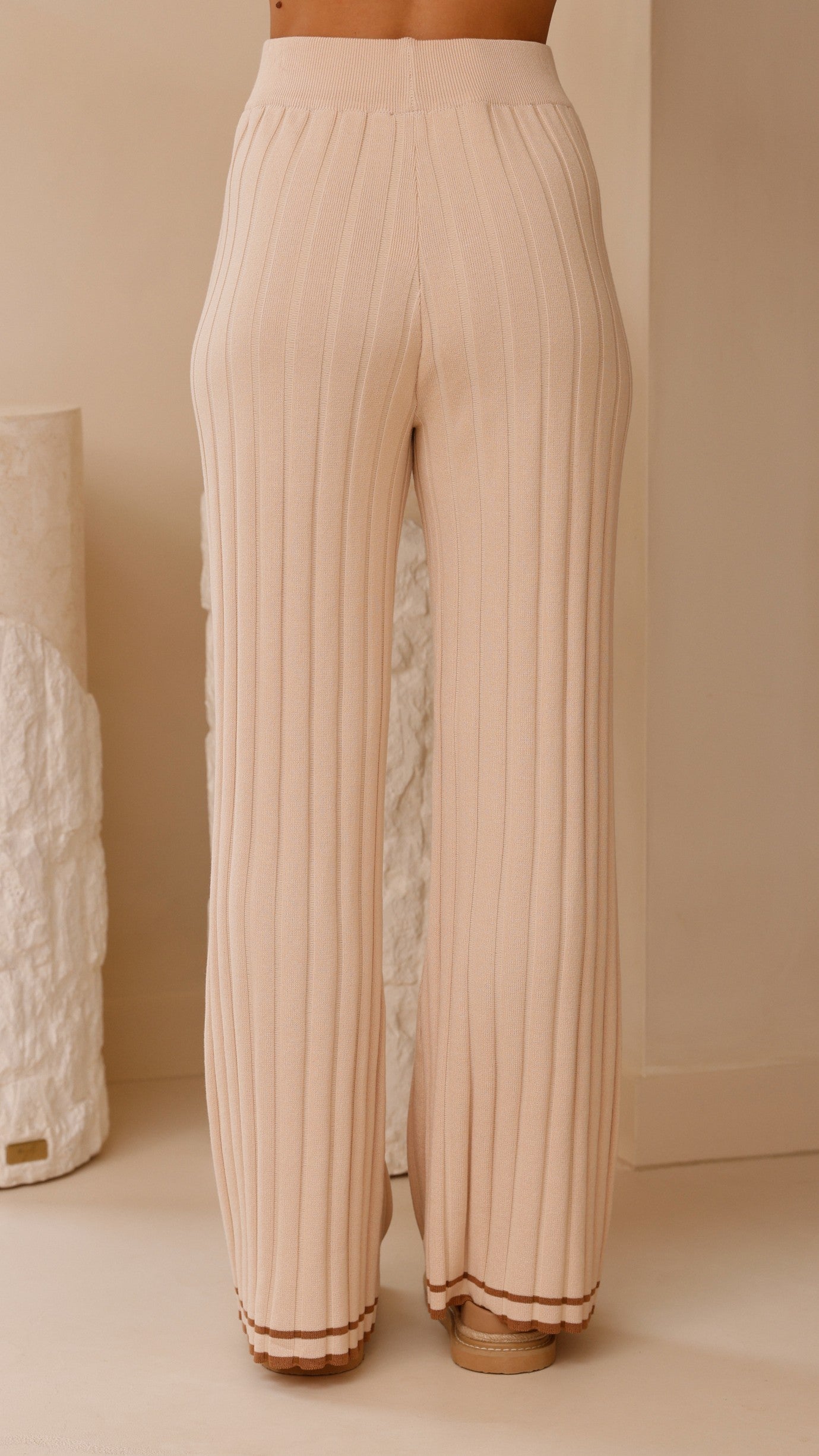 Shaylie Wide Leg Pants - Beige