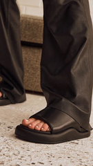 Thea Slide - Black Leather