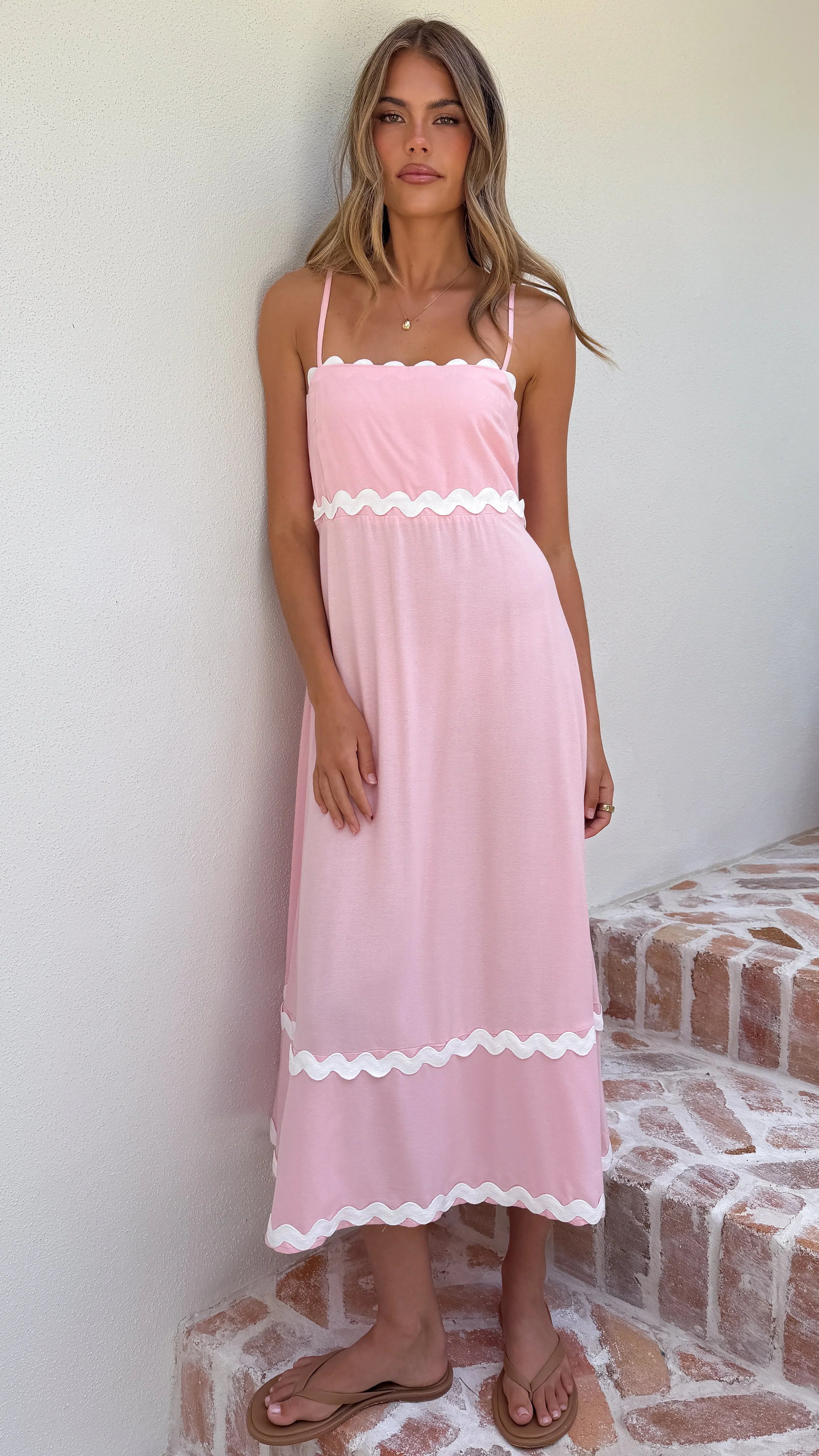 Seraphina Maxi Dress - Pink/White