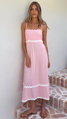 Seraphina Maxi Dress - Pink/White