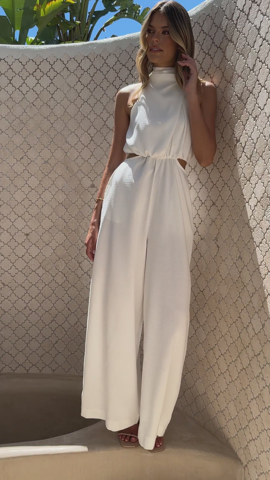 Lara Halter Neck Wide Leg Jumpsuit - White