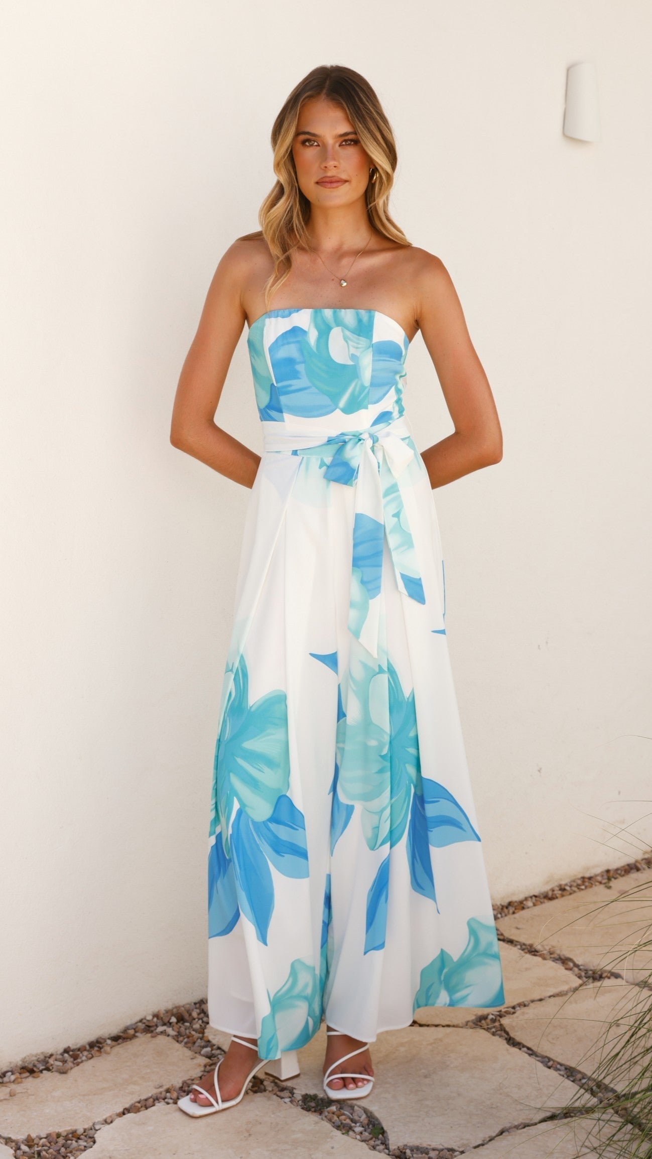 Maisy Strapless Jumpsuit - Blue Teal
