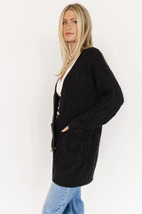 Alberta Cable Knit Cardigan | Black