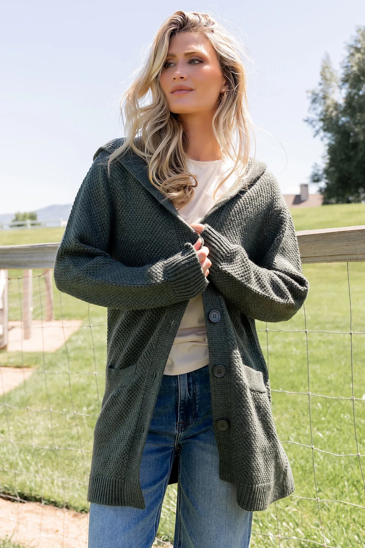 Katrine Hooded Cardigan | Green
