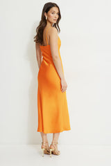 Aimee V Neck Maxi Dress-Apricot Orange