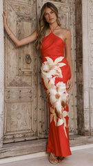 Alora Maxi Dress - Red Floral