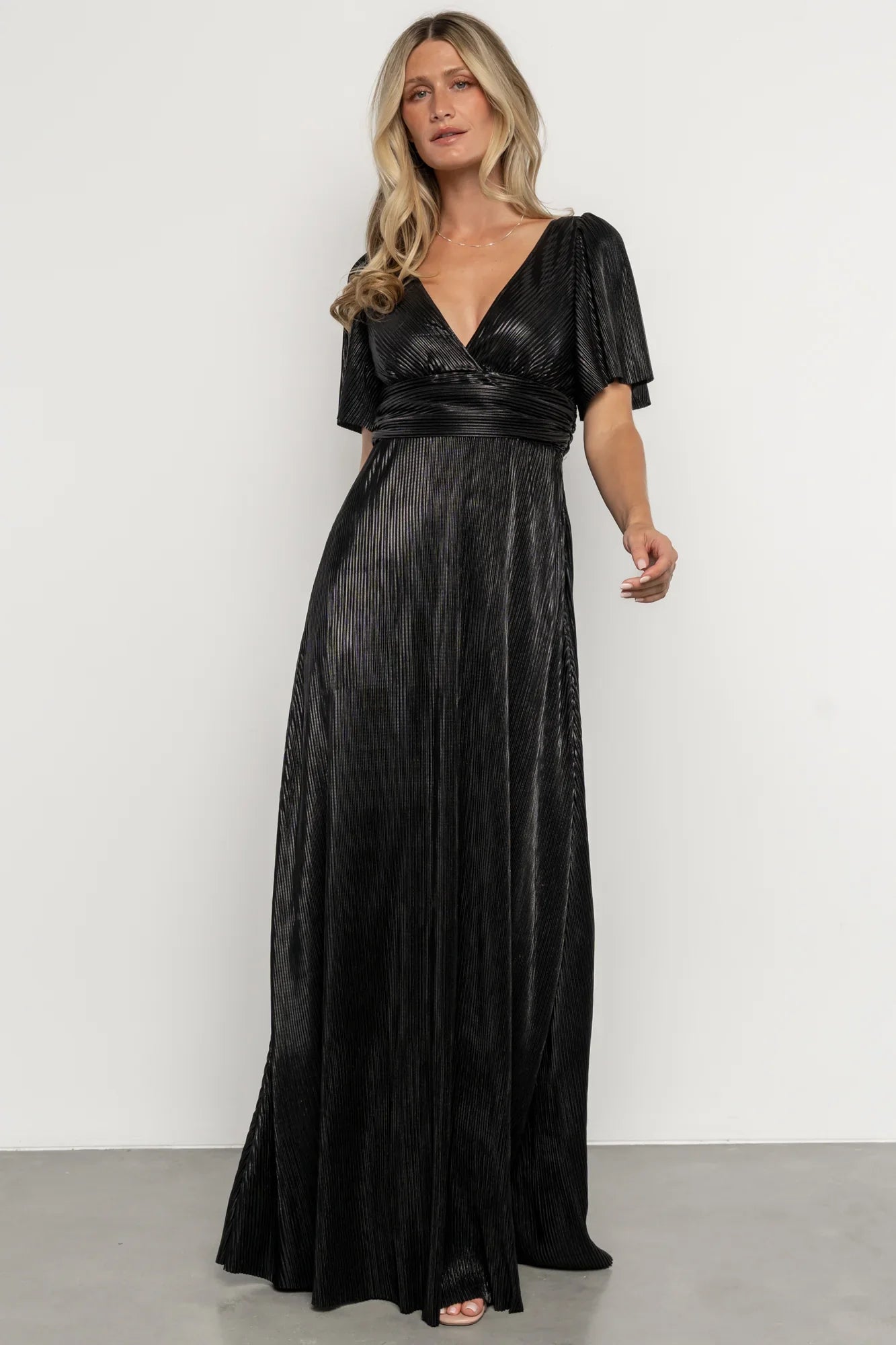 Venetian Pleated Gown | Black