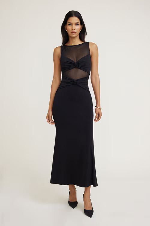 Sculpt Twisted Maxi Dress-Jet Black