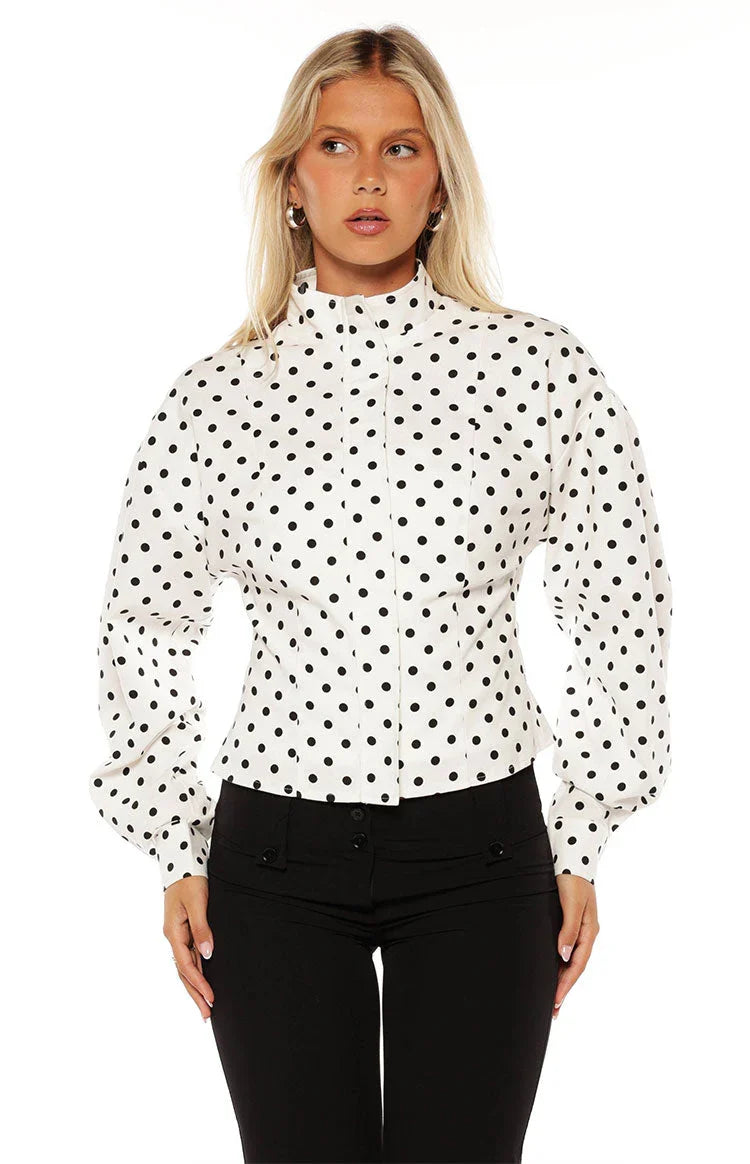 Front Page White Polka Dot Jacket